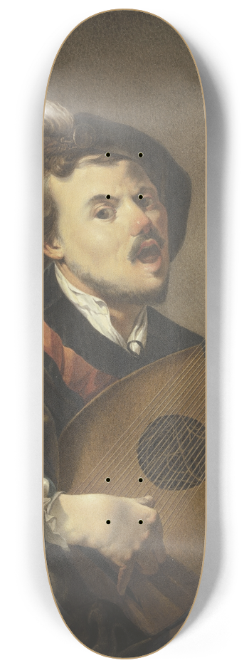 Johann Friedrich Morgenstern - A lute player 8.25 inch art skate deck