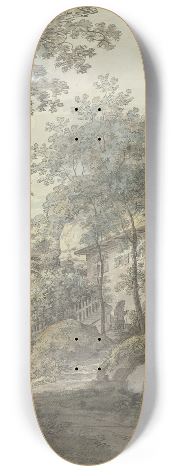 Johann Georg von Dillis - Architectural study 8.25 inch art skate deck