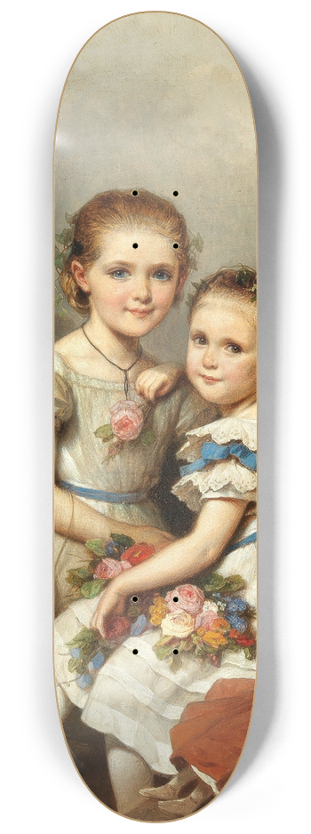 Johann Grund - Siblings with strawhat and doll 8.25 inch art skate deck