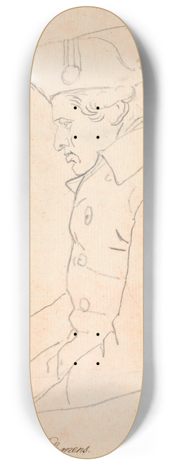 Jens Juel - Portrt af kobberstikkeren J.F.Clemens. Trekvartfigur siddende i profil mog venstre 8.25 inch art skate deck