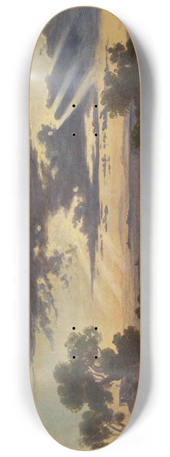 Johann Jakob Frey - Sun Breaking through Clouds above the Roman Campagna 8.25 inch art skate deck