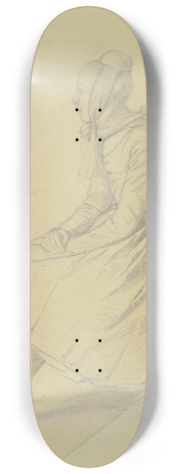 Johann Jakob Hoff - Hessisches Bauernmdchen, ganze Figur sitzend, Profil nach links 8.25 inch art skate deck