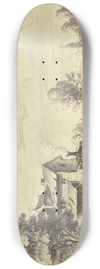 Johann Ludwig Aberli - Ein Bauerngut an einem Flchen 8.25 inch art skate deck