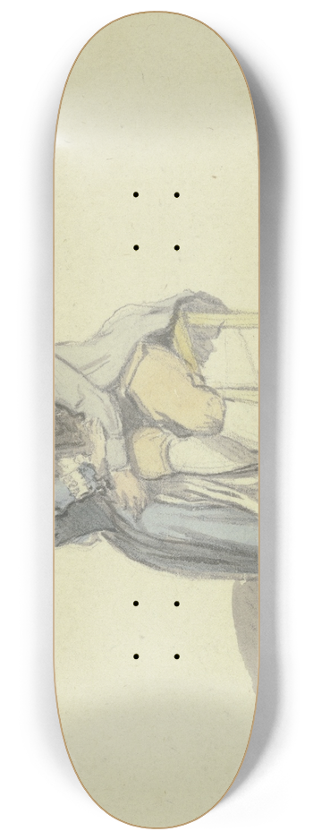Johann Ludwig Aberli - Ein Mann auf einem Stuhl sitzend in Unterhaltung mit einem Mdchen 8.25 inch art skate deck