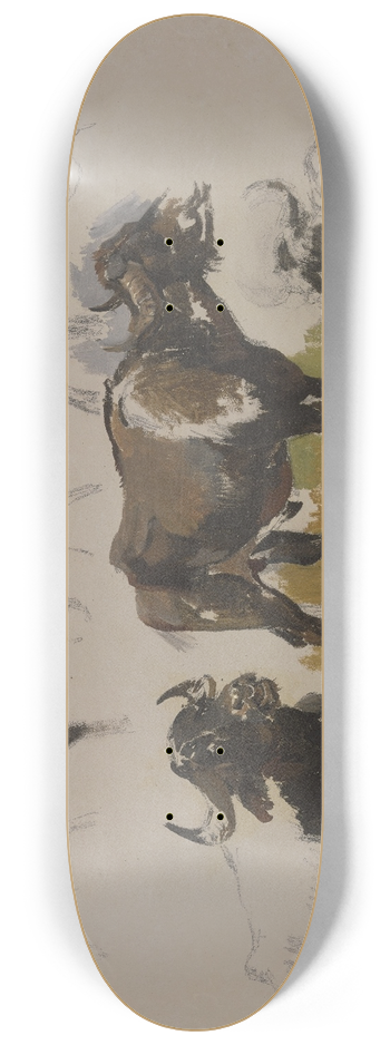 Johann Nepomuk Rauch - Buffalos and cattle 8.25 inch art skate deck