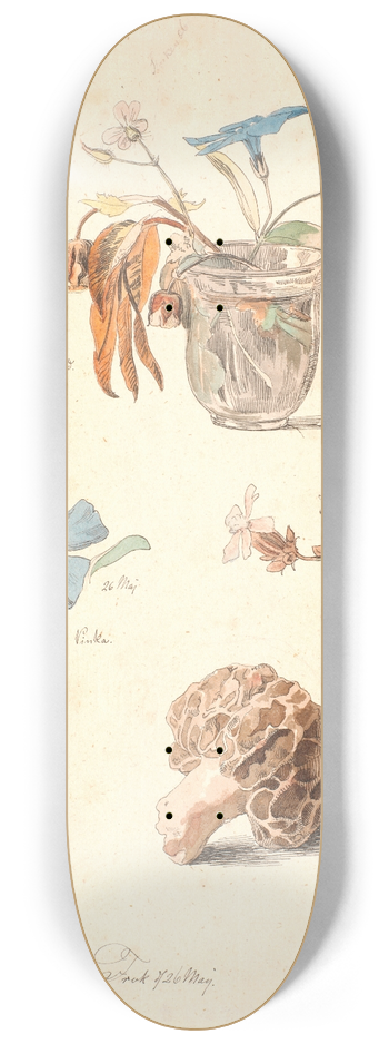 Johan Thomas Lundbye - Studieblad med blomster og planter 8.25 inch art skate deck