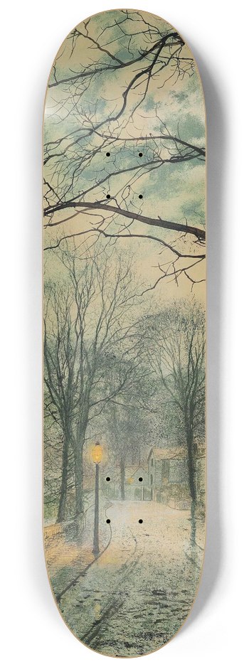 John Atkinson Grimshaw - A moonlit stroll, Bonchurch, Isle of Wight 8.25 inch art skate deck