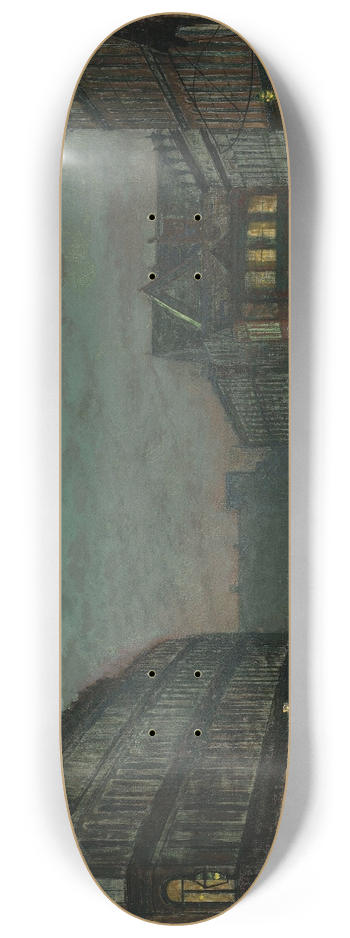 John Atkinson Grimshaw - Boar Lane, Leeds by lamplight 8.25 inch art skate deck