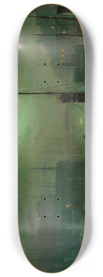 John Atkinson Grimshaw - On the Clyde, Glasgow 8.25 inch art skate deck