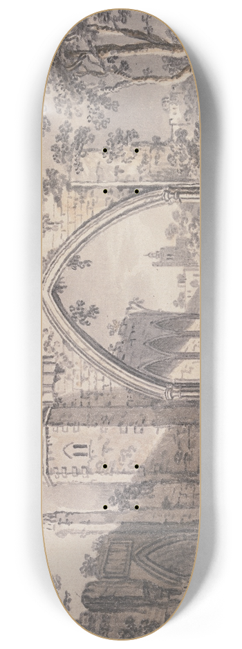 John Collet - Ecclesiastical Ruins beside the Thames 8.25 inch art skate deck