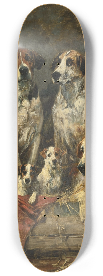 John Emms - Four Foxhounds and a Terrier 8.25 inch art skate deck