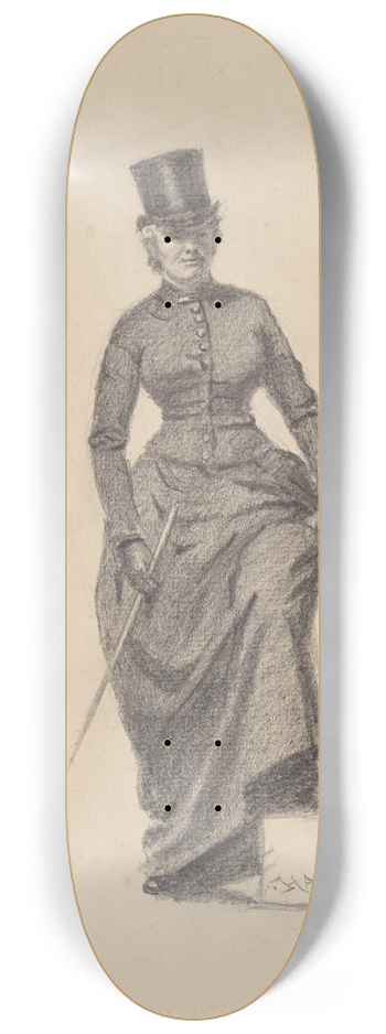 John Haberle - Lady with a RidingCrop 8.25 inch art skate deck