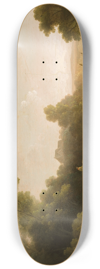 John Rathbone - Landscape with Figures Crossing a Bridge 8.25 inch art skate deck