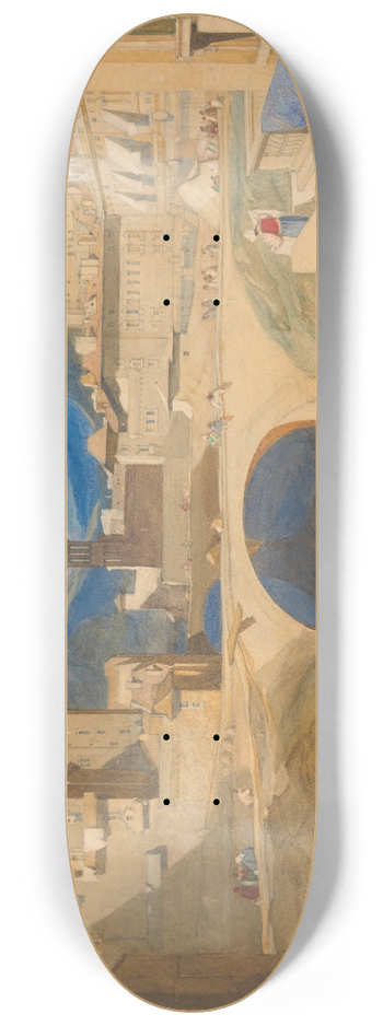 John Sell Cotman - Bridge in a Continental Town 8.25 inch art skate deck