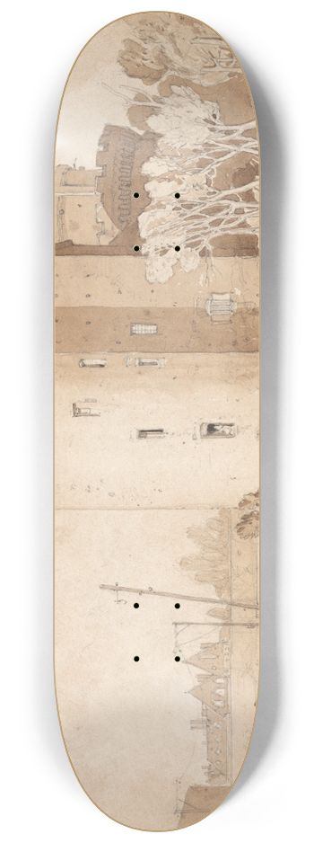 John Sell Cotman - Castle at Alencon 8.25 inch art skate deck