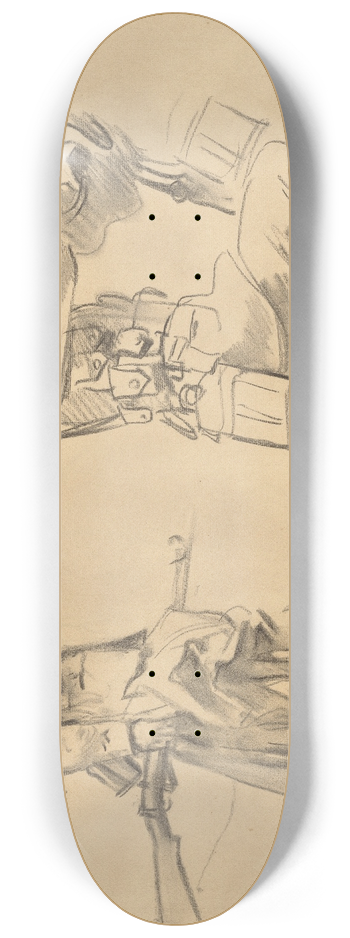 John Singer Sargent - Studies for Gassed (recto) 8.25 inch art skate deck