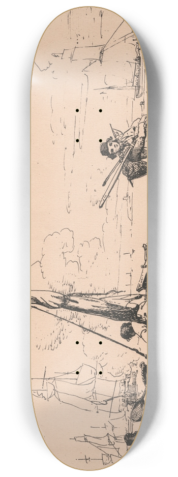 John Thomas Serres - Harbour Scene 8.25 inch art skate deck
