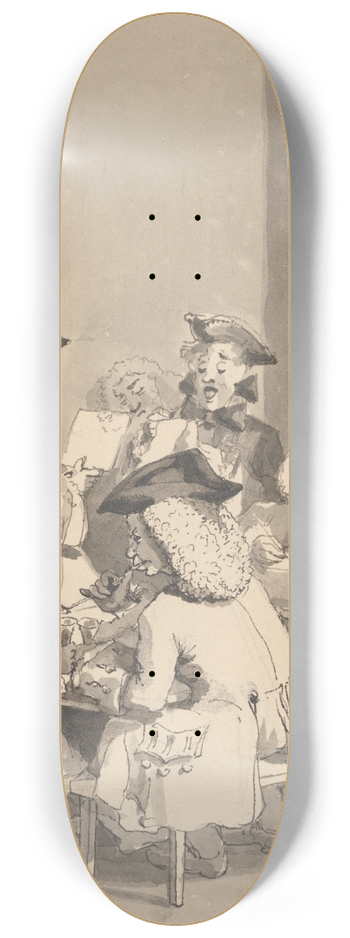 John Thomas Smith - Hogarth at Old Slaughters Hobbing with Highmore the Painter 8.25 inch art skate deck