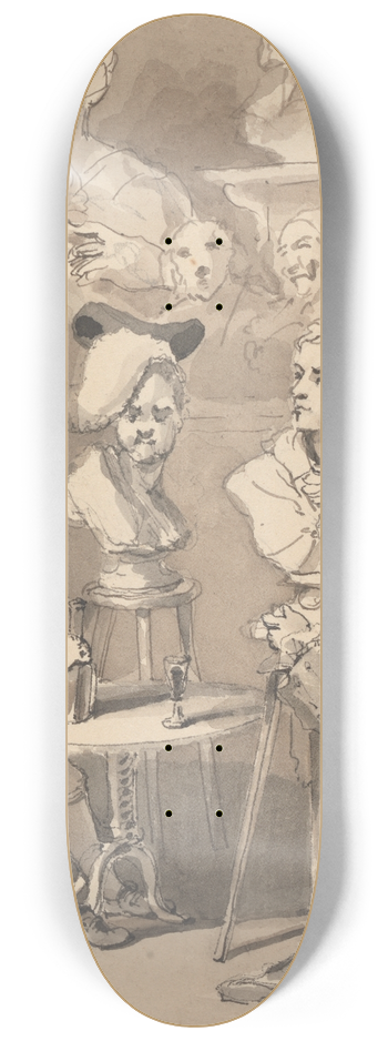John Thomas Smith - Hogarth Sitting to Roubiliac for His Bust 8.25 inch art skate deck