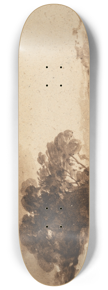 John Varley - River Landscape with Two Figures, Lake and Distant Mountains 8.25 inch art skate deck