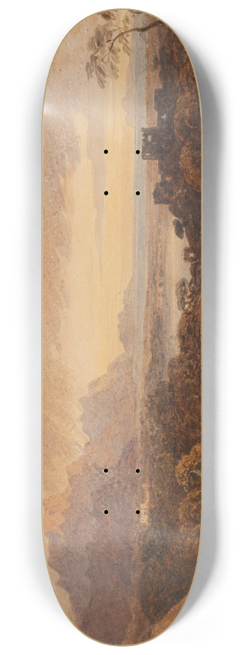 John Varley - Romantic Landscape with Distant Mountains 8.25 inch art skate deck