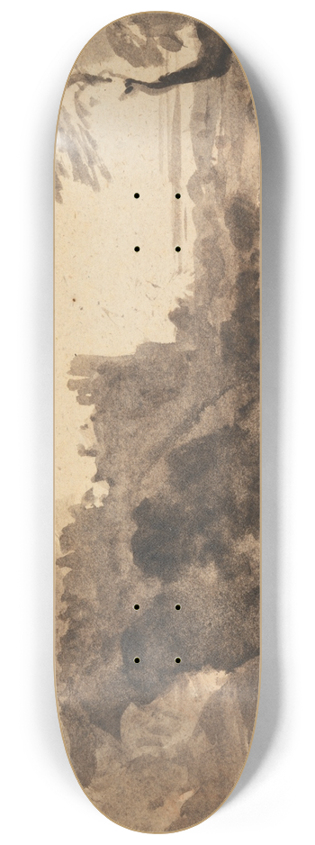 John Varley - Romatic Landscape with a Castle and a Tree on the Right 8.25 inch art skate deck