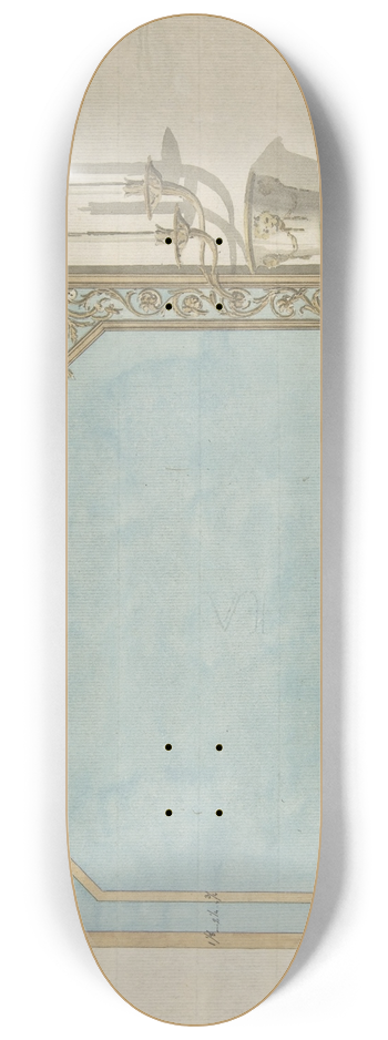 John Yenn - Design for a Oblong Mirror with Sconces 8.25 inch art skate deck