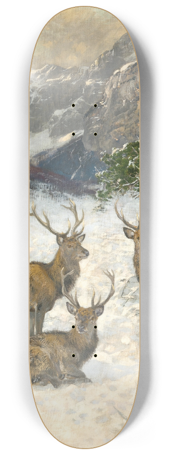 Josef Schmitzberger - A Deer Herd in Winter 8.25 inch art skate deck