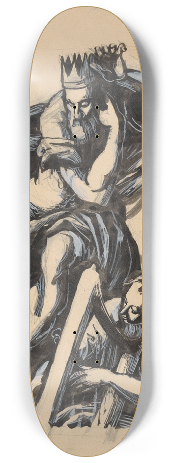 Jn Novk - Woman Playing a Harp 8.25 inch art skate deck
