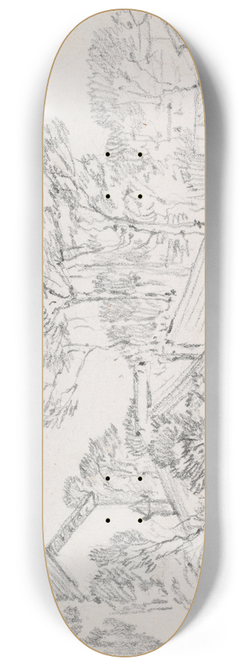 Joseph-Marie Vien - Rooftops and Umbrella Pines 8.25 inch art skate deck