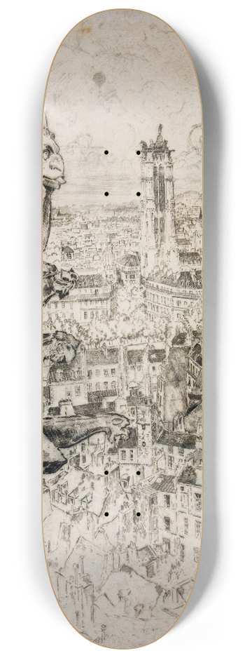 Joseph Pennell - Paris from Notre-Dame 8.25 inch art skate deck