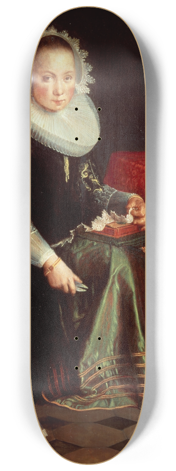 Joachim Wtewael - Portrait Of Eva Wtewael (1607-1635) 8.25 inch art skate deck