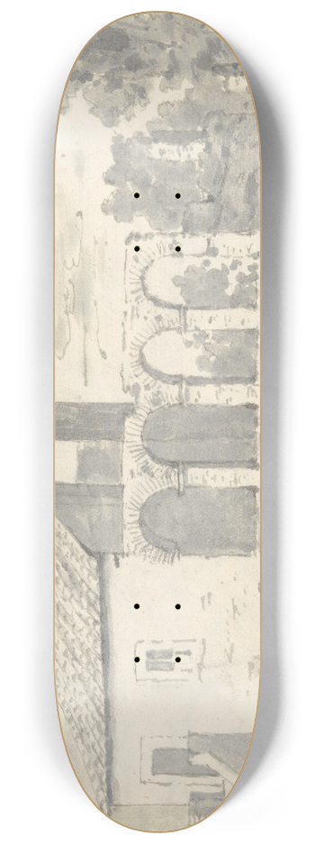 Joseph Wright of Derby - Tile Roofed Building with an Arcade 8.25 inch art skate deck