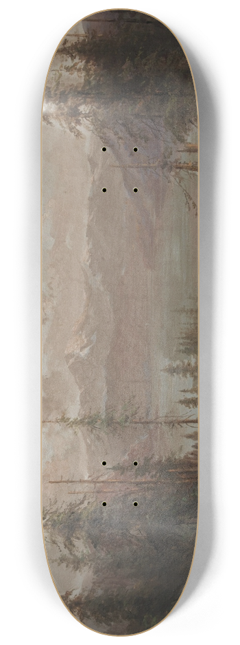Juan Buckingham Wandesforde - A Mountain Landscape with a Fallen Tree in the Foreground 8.25 inch art skate deck
