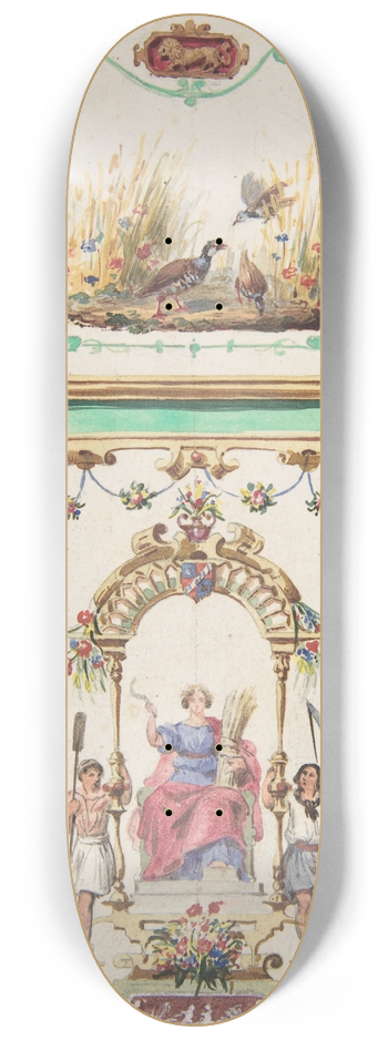 Jules-Edmond-Charles Lachaise - Design for Painted Wall Decoration for a Bakery 8.25 inch art skate deck