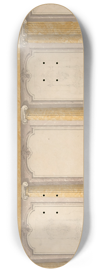 Jules-Edmond-Charles Lachaise - Design for wall panels with putti and flowered garlands 8.25 inch art skate deck