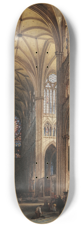 Jules Victor Gnisson - Interior of the Cathedral of Amiens 8.25 inch art skate deck