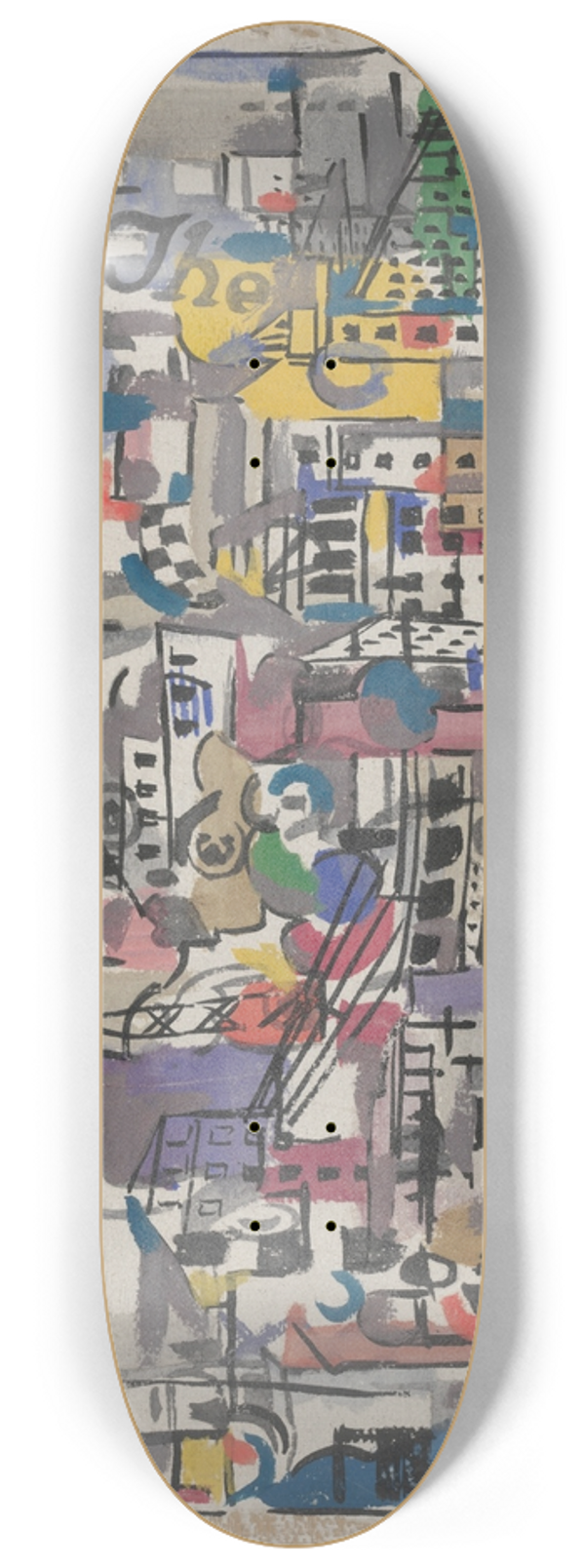 Joaqun Torres-Garca - New York City; Birds EyeView 8.25 inch art skate deck