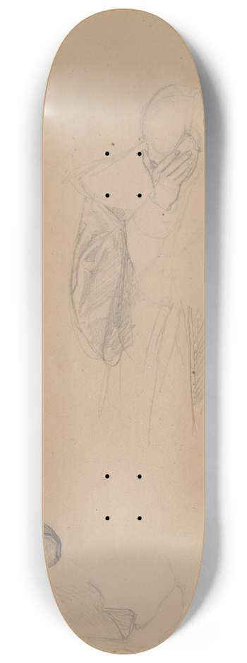 Jzef Simmler - Study to an unidentified figural composition 8.25 inch art skate deck