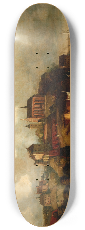 Jzef Szermentowski - View of Sandomierz from the Vistula River 8.25 inch art skate deck