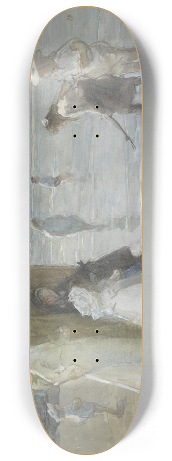 Johan Antonie de Jonge - Gezicht langs de vloedlijn aan het Scheveningse strand, met twee dames en kinderen 8.25 inch art skate deck