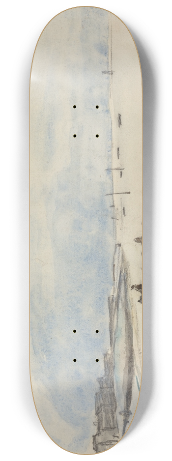 Johan Barthold Jongkind - Cart on the Beach at Etretat 8.25 inch art skate deck