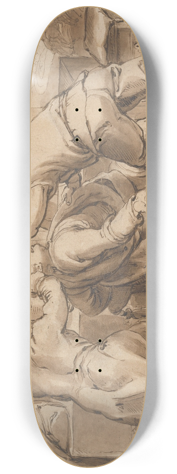 Karel Van Mander - The Servants of Absalom killing Amnon (2 Samuel 13, 28-29) 8.25 inch art skate deck