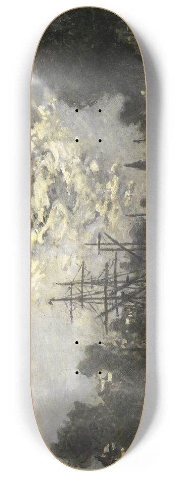 Johan Barthold Jongkind - Rotterdam in the Moonlight 8.25 inch art skate deck