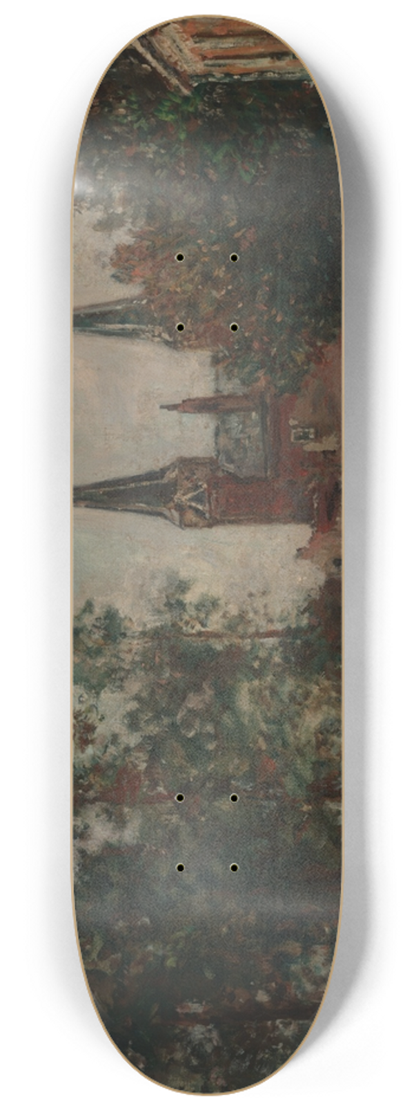 Johan Barthold Jongkind - Scene atDelft 8.25 inch art skate deck