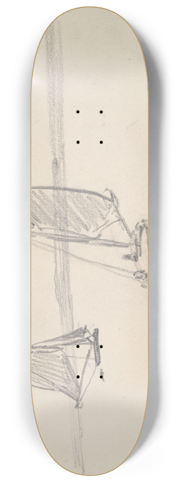 Johan Barthold Jongkind - Two Sailboats on Calm Water 8.25 inch art skate deck