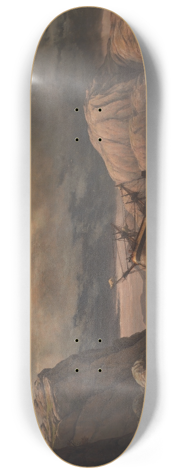 Johan Christian Dahl - A Shipwreck on the Coast of Norway 8.25 inch art skate deck