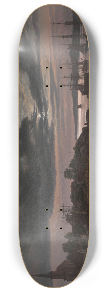 Johan Christian Dahl - Larvik by Moonlight 8.25 inch art skate deck