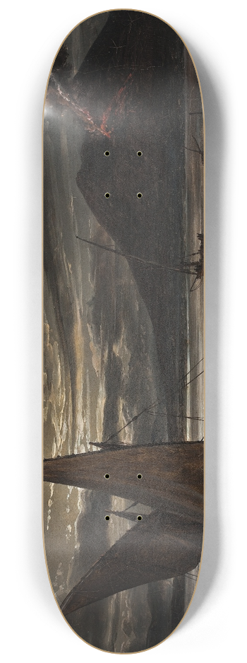 Johan Christian Dahl - Vesuvius In Eruption. Moonlight 8.25 inch art skate deck