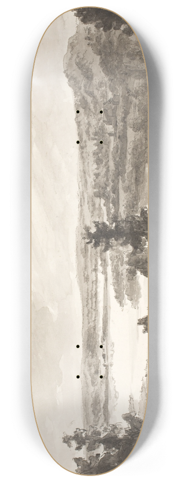 Johan Christian Dahl - View of a Lake, Norway 8.25 inch art skate deck